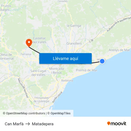 Can Marfà to Matadepera map