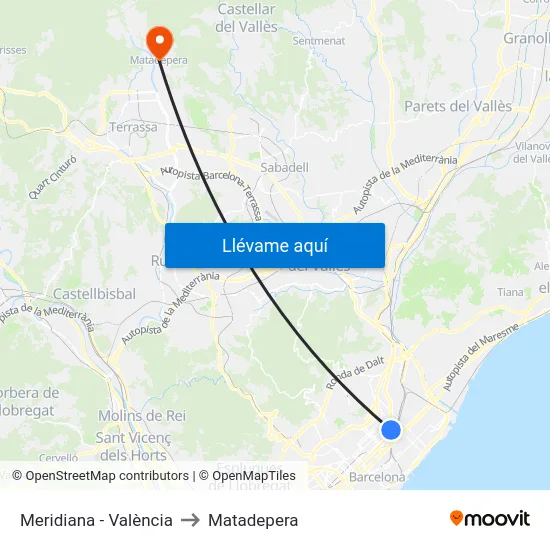 Meridiana - València to Matadepera map