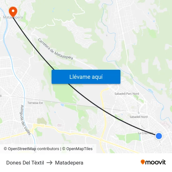 Dones Del Tèxtil to Matadepera map