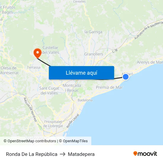 Ronda De La República to Matadepera map