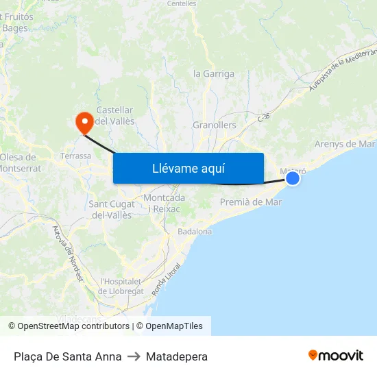 Plaça De Santa Anna to Matadepera map