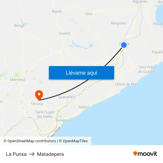 La Punxa to Matadepera map