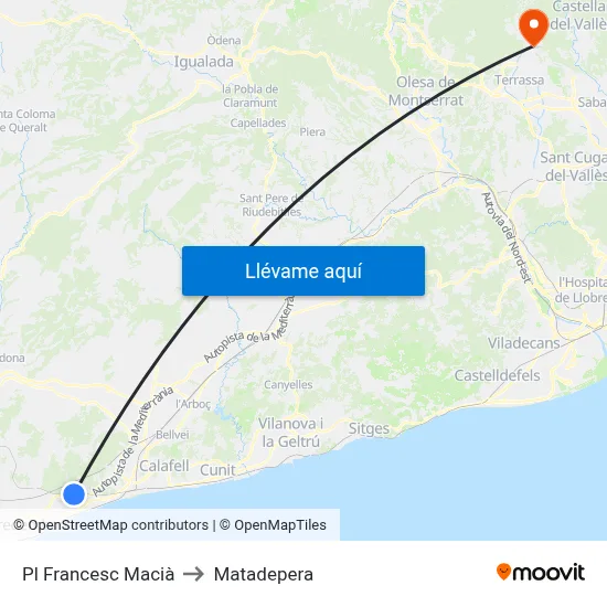 Pl Francesc Macià to Matadepera map