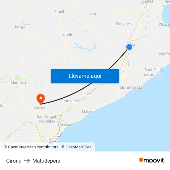 Girona to Matadepera map