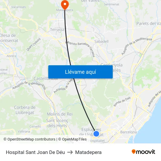 Hospital Sant Joan De Déu to Matadepera map