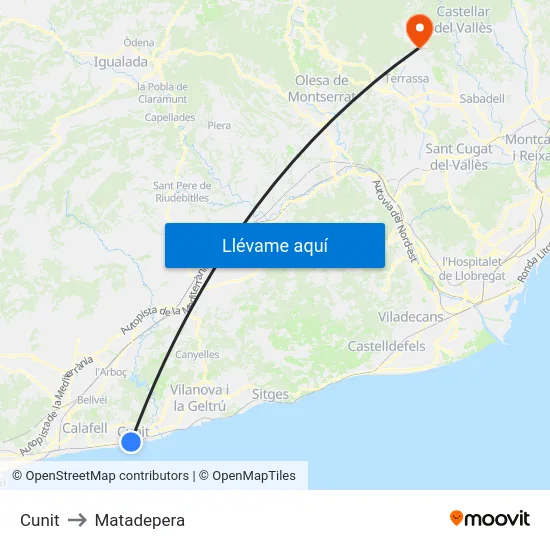 Cunit to Matadepera map