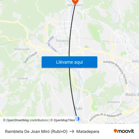 Rambleta De Joan Miró (Rubí+D) to Matadepera map
