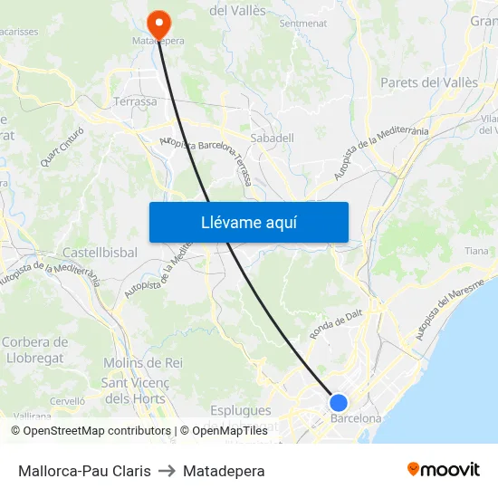 Mallorca-Pau Claris to Matadepera map