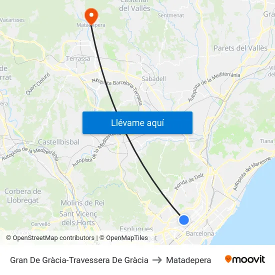 Gran De Gràcia-Travessera De Gràcia to Matadepera map