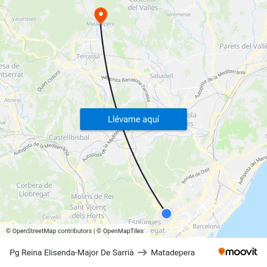 Pg Reina Elisenda-Major De Sarrià to Matadepera map