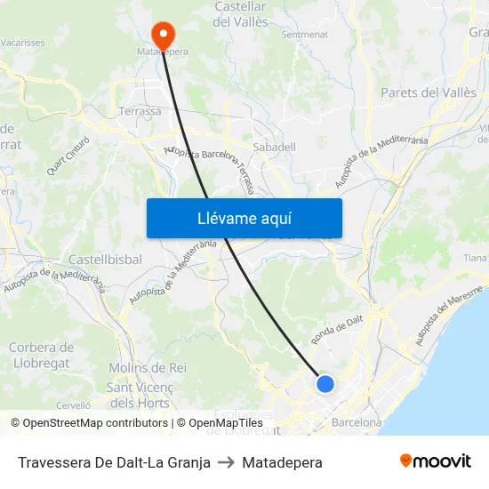 Travessera De Dalt-La Granja to Matadepera map