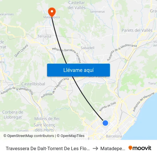 Travessera De Dalt-Torrent De Les Flors to Matadepera map