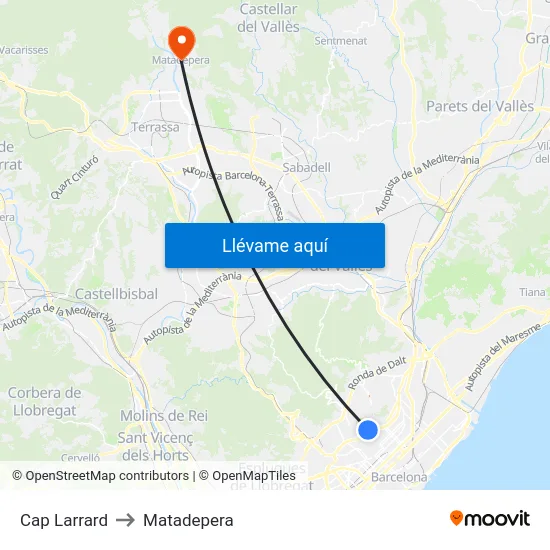 Cap Larrard to Matadepera map