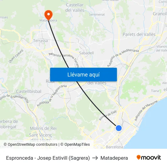 Espronceda - Josep Estivill (Sagrera) to Matadepera map