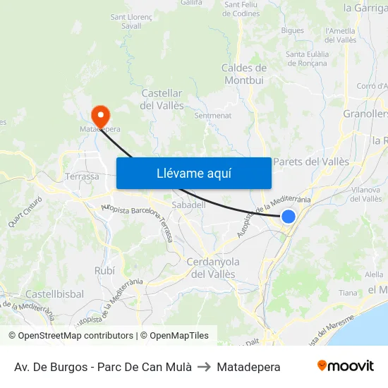 Av. De Burgos - Parc De Can Mulà to Matadepera map