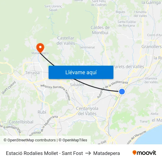 Estació Rodalies Mollet - Sant Fost to Matadepera map