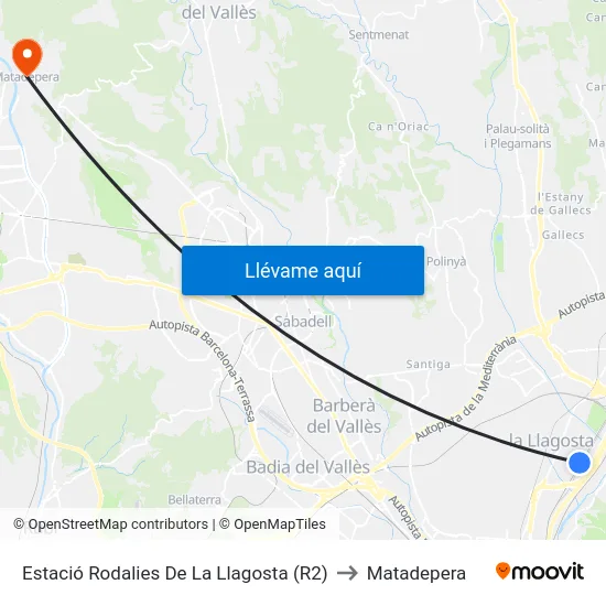 Estació Rodalies De La Llagosta (R2) to Matadepera map