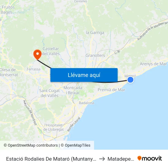 Estació Rodalies De Mataró (Muntanya) to Matadepera map