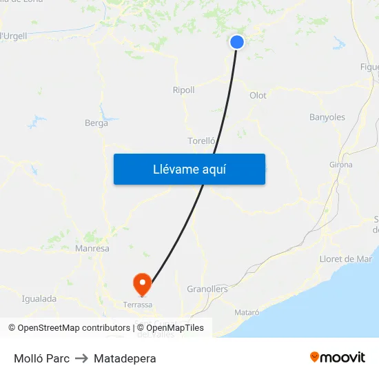 Molló Parc to Matadepera map
