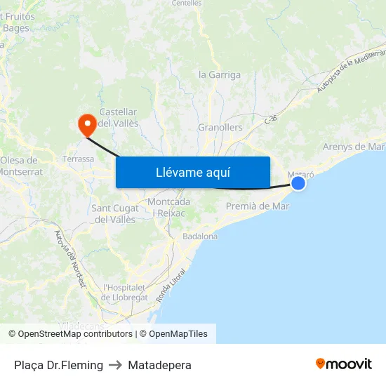 Plaça Dr.Fleming to Matadepera map