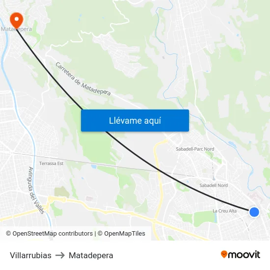 Villarrubias to Matadepera map