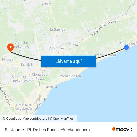St. Jaume - Pl. De Les Roses to Matadepera map