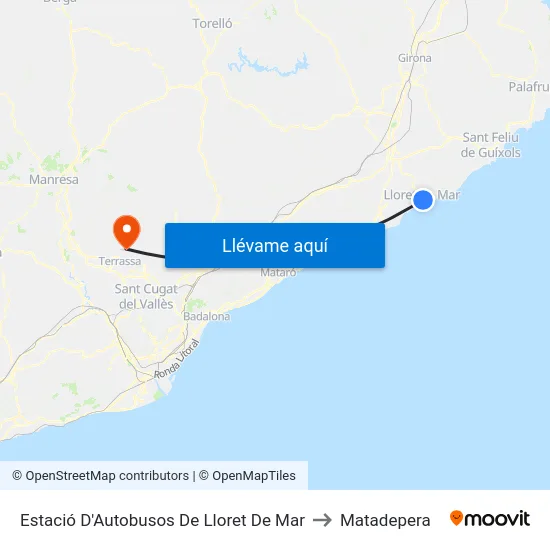 Estació D'Autobusos De Lloret De Mar to Matadepera map