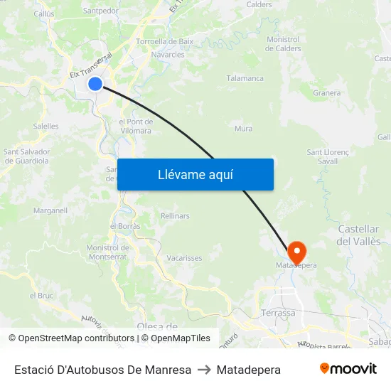 Estació D'Autobusos De Manresa to Matadepera map