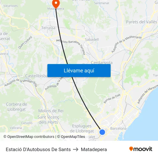 Estació D'Autobusos De Sants to Matadepera map