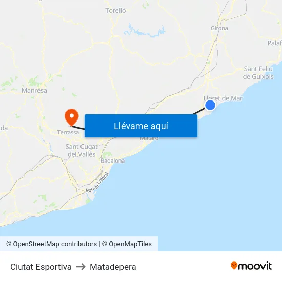 Ciutat Esportiva to Matadepera map