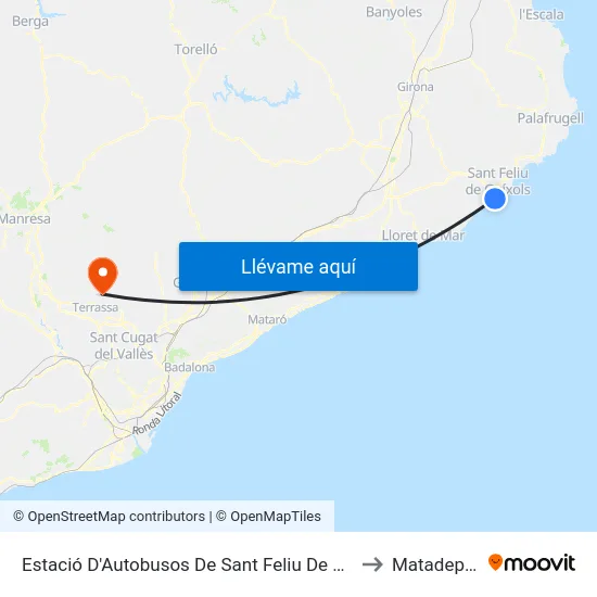 Estació D'Autobusos De Sant Feliu De Guíxols to Matadepera map