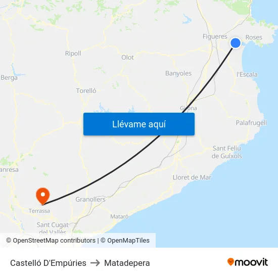 Castelló D'Empúries to Matadepera map