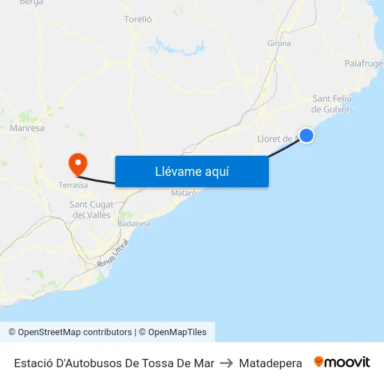 Estació D'Autobusos De Tossa De Mar to Matadepera map
