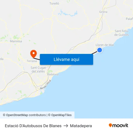 Estació D'Autobusos De Blanes to Matadepera map