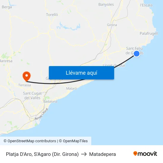 Platja D'Aro, S'Agaro (Dir. Girona) to Matadepera map