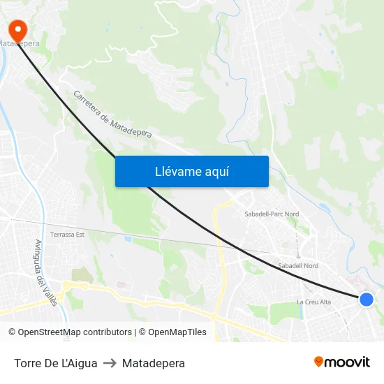 Torre De L'Aigua to Matadepera map