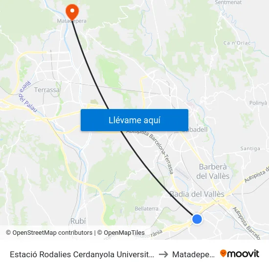 Estació Rodalies Cerdanyola Universitat to Matadepera map