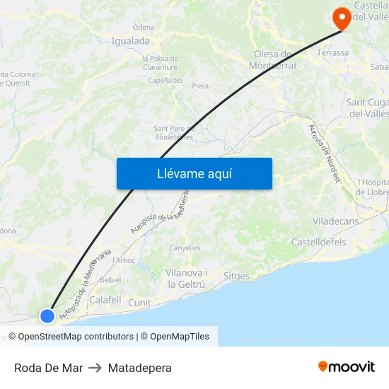 Roda De Mar to Matadepera map