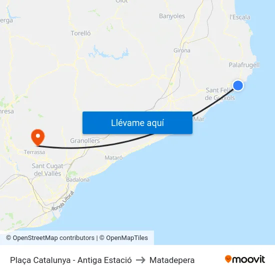 Plaça Catalunya - Antiga Estació to Matadepera map