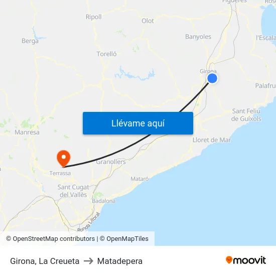 Girona, La Creueta to Matadepera map