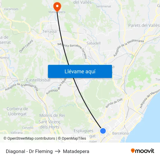 Diagonal - Dr Fleming to Matadepera map
