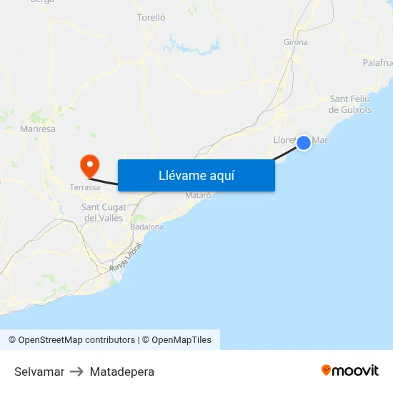 Selvamar to Matadepera map
