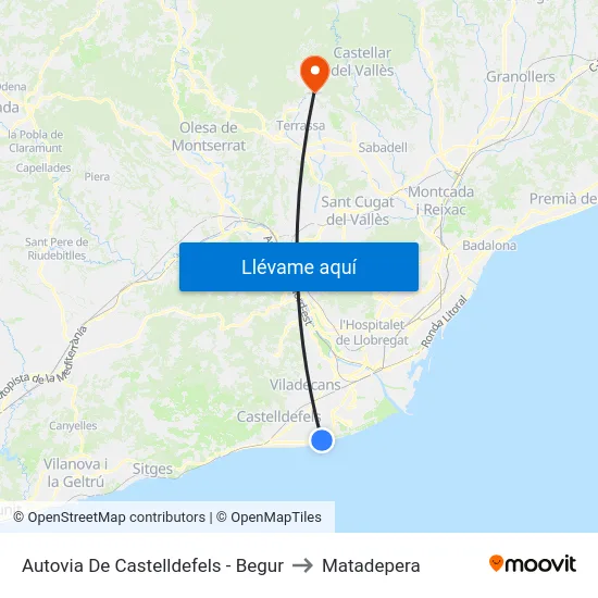 Autovia De Castelldefels - Begur to Matadepera map