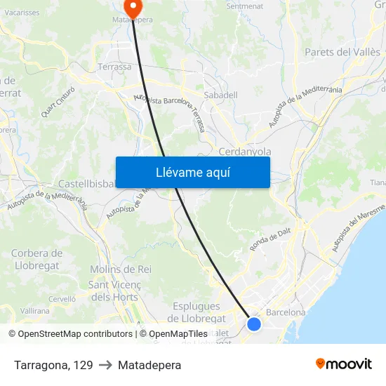 Tarragona, 129 to Matadepera map