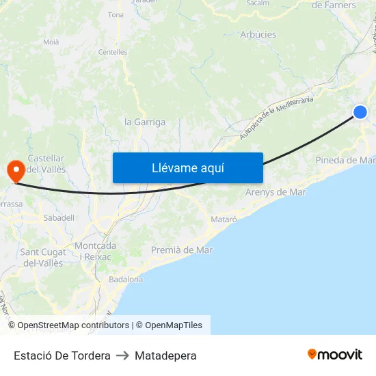 Estació De Tordera to Matadepera map