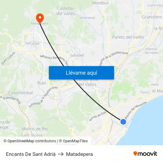Encants De Sant Adrià to Matadepera map
