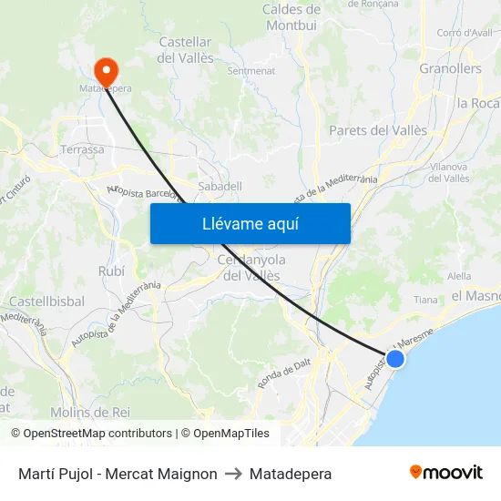 Martí Pujol - Mercat Maignon to Matadepera map