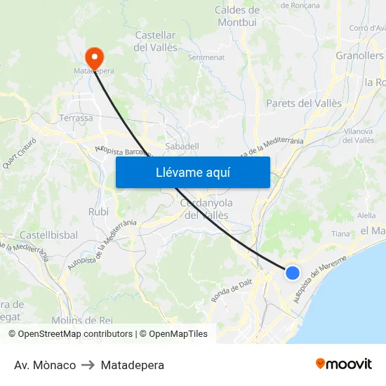 Av. Mònaco to Matadepera map