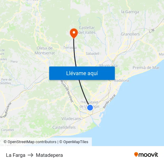 La Farga to Matadepera map