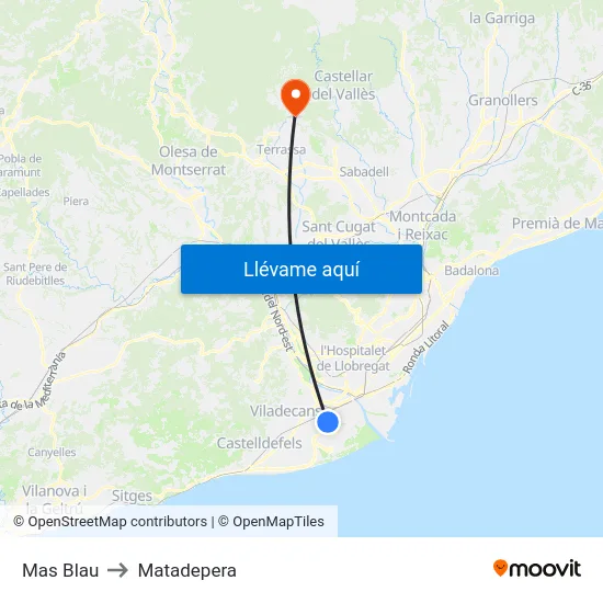 Mas Blau to Matadepera map